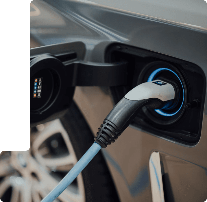 Charging cable connected to an electric car